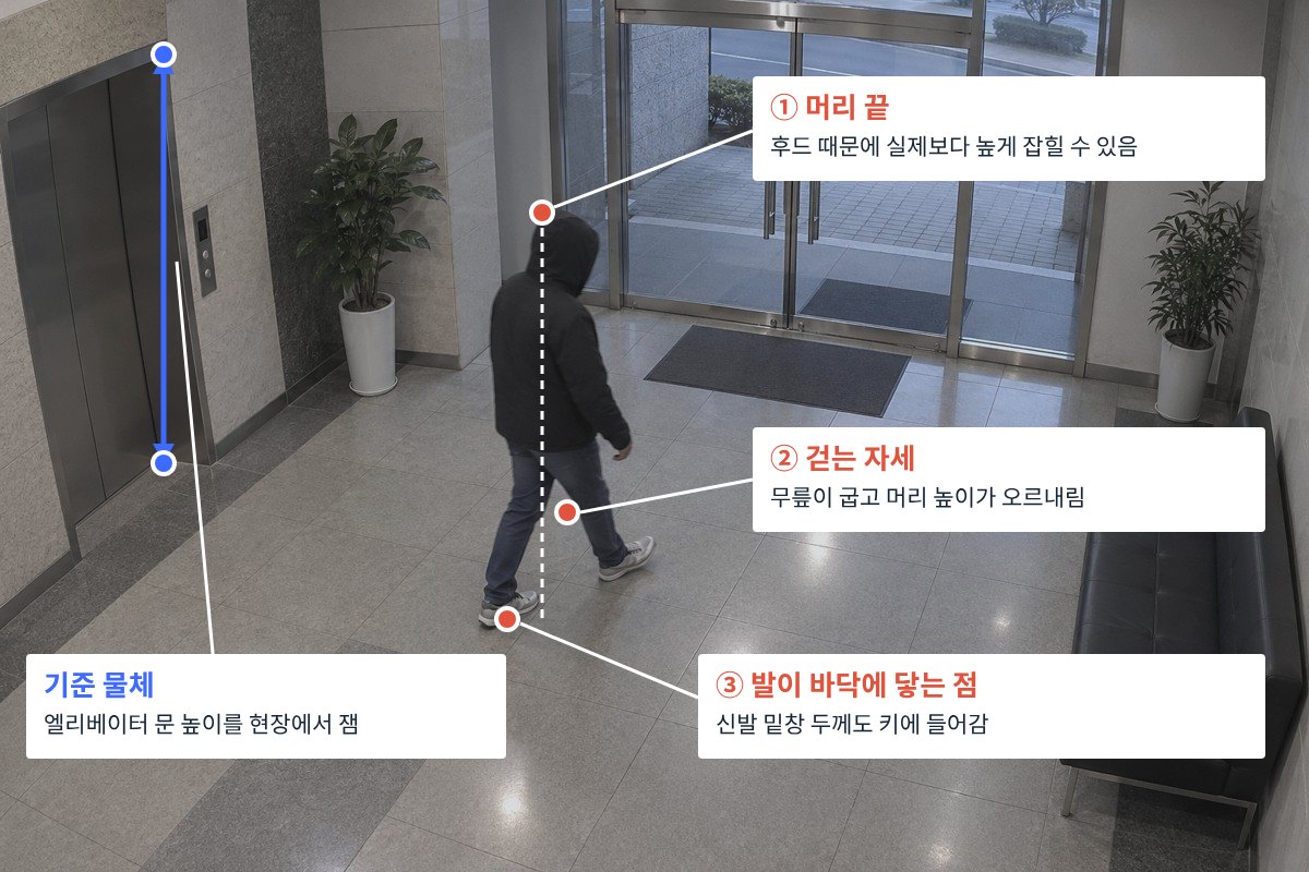 생성 이미지 위에 기준 물체와 확인 위치를 표시했습니다. 기준 물체는 사람과 같은 바닥 위에 있어야 합니다.